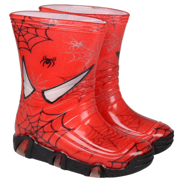 Røde gummistøvler for gutter med spindel, sklisikker såle ZETPOL 31,32
