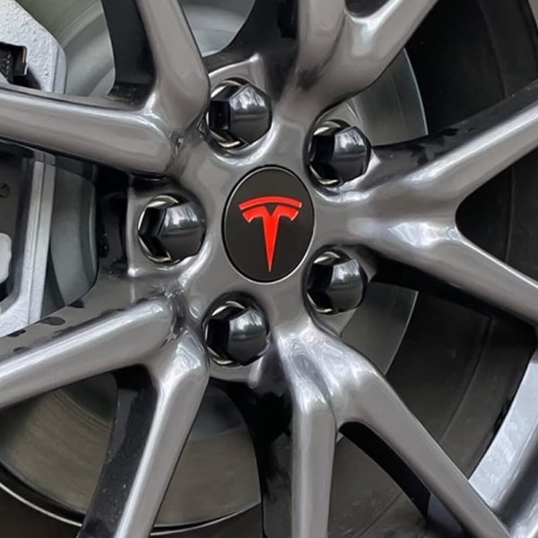 4-Pack - Tesla Navkapslar / Hjulnavsemblem Silver