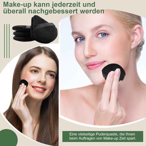 Sæt med 6 sorte trekantede fløjlsklude - Vaskbare - Til tør/våd makeup (pudder/foundation)