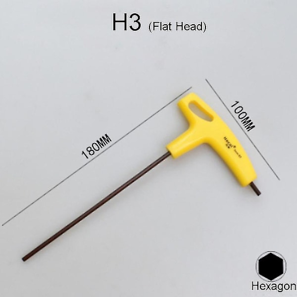 Ekstra Lang Arm T-håndtak Sekskantnøkkel 400mm Flat/kulehode Sekskant Skrutrekker Dobbel-ende Allen H3 short Flat Head