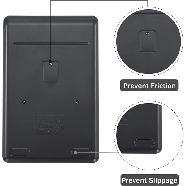 Bordberegner med store tastaturknapper, 12 cifre standard stor LCD-skærm Sol- og batteridrevet til kontor, skole, hjem & erhvervsbrug Black