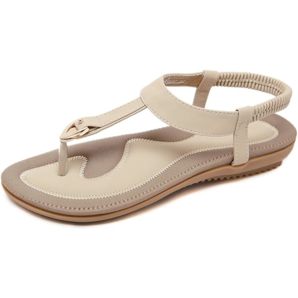 Sommer Sandaler for Kvinner, Damer Kunstig Lær Rhinestone Sandaler Bohemske Flip Flop Sko for Ferie Utendørs Strand 7 UK