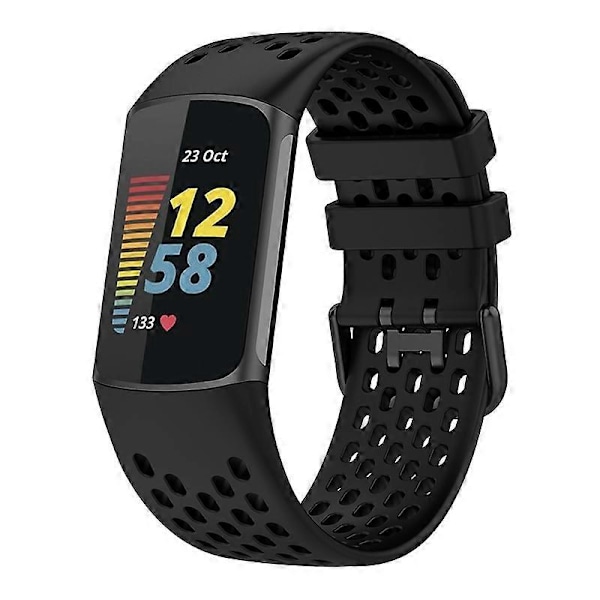 Blød silikone sportsudskiftningsurrem med åndbare huller til Fitbit Charge 6/5 Multicolor Style A