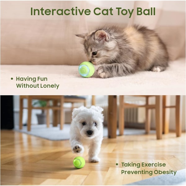 Interaktiv kattebold, grøn selvrullende intelligent indendørskat T