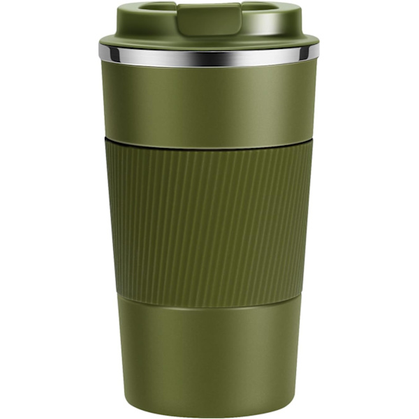 Resanvändbar Termosmugg Kaffe Koppar Vakuumisolering Rostfritt Stål Flask för Varma Kalla Drycker Green 380ml