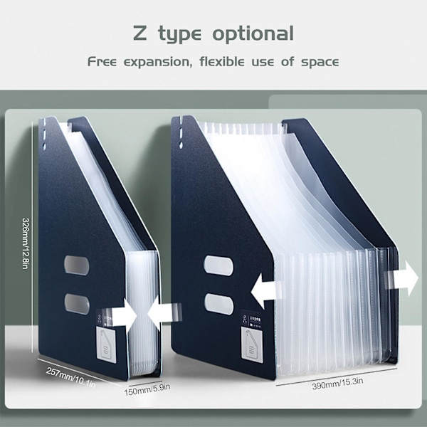 A4 Filmappe Trekkespill Organiserer 13 Rom Lommeboklommer Flerfarget, 100% Ny Light grey