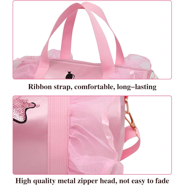 Pige Ballet Dansepose Pink Skuldertaske Crossbody Sportstaske Prinsesse Sko Dansetøj Opbevaring Håndtaske Tote Pink long yarn