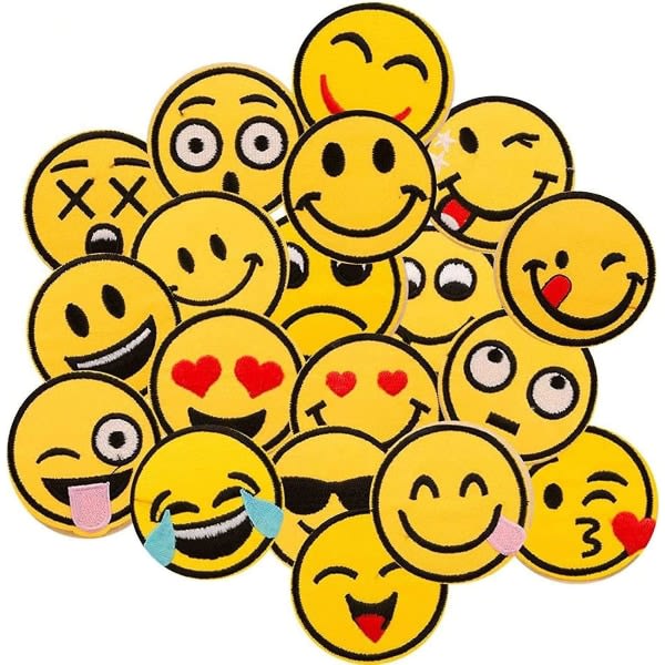 Broderilapper 26 stk. Emoji-udtryk Sy-på-mærker Børnelapper til tøj T-shirt jeans jakketaske DIY