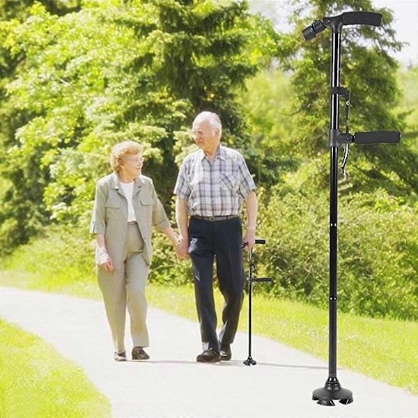 Kokoontaitettava kävelykeppi LED-valolla, liukumaton kahva miehille ja naisille