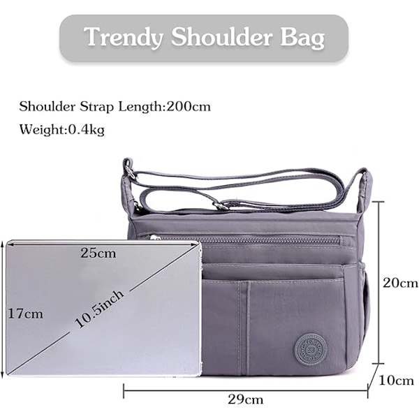 Skuldervesker for kvinner, Crossbody-veske, Ultralett telefonveske, for jobb, fest, bryllup, Vanntett nylon Crossbody-veske Grey