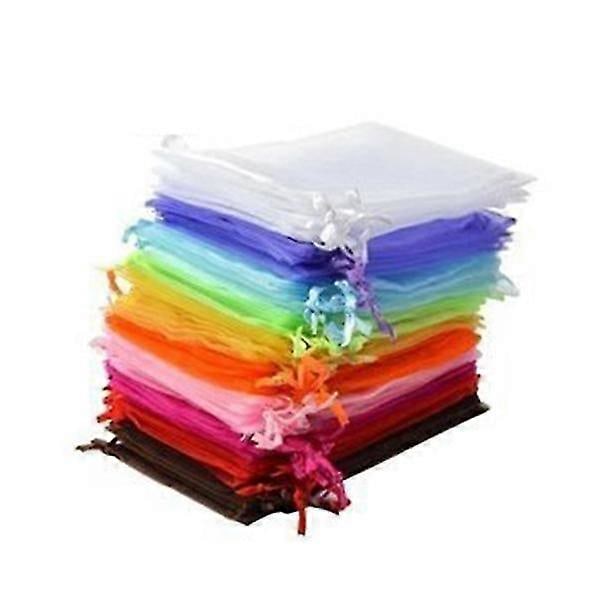 50 stk. klare godteriposer smykkeposer organzaposer 7x9 lipgloss poser nettingposer med snøring
