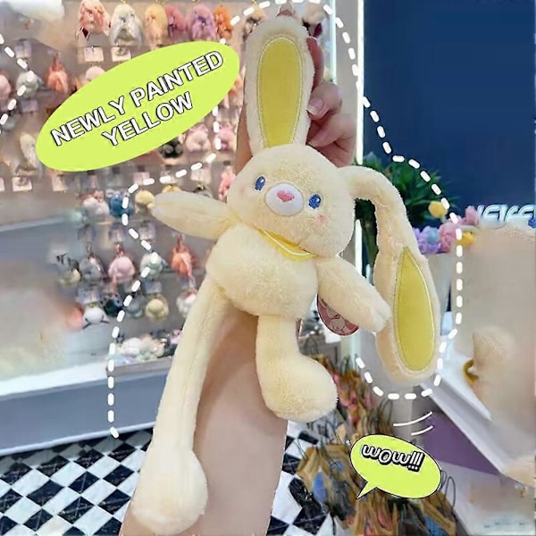 Pehmolelu pupu vetävillä korvilla, stressiä lievittävä pupulelu, joululahja Yellow
