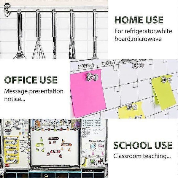 12 kpl Jääkaapin Magneetit Magneettiset Push-naulat, Jääkaapin Magneetit, Push-naula Magneetit, Magneettiset Peukalonapit Sliver