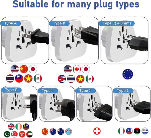 Universal Rejseadapter Pakke, Rejseadapter, Universal Rejseadapter, Universal Rejseadapter til UK/US/CA/AU til FR