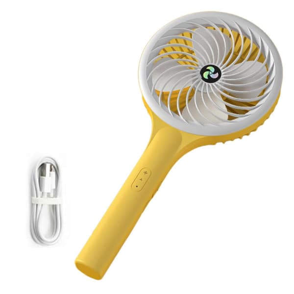 6,5' Bord Håndholdt Ventilator 1200mAh Mini Ventilator Studenter Lydløs Tre-hastigheds Ventilator - Gul
