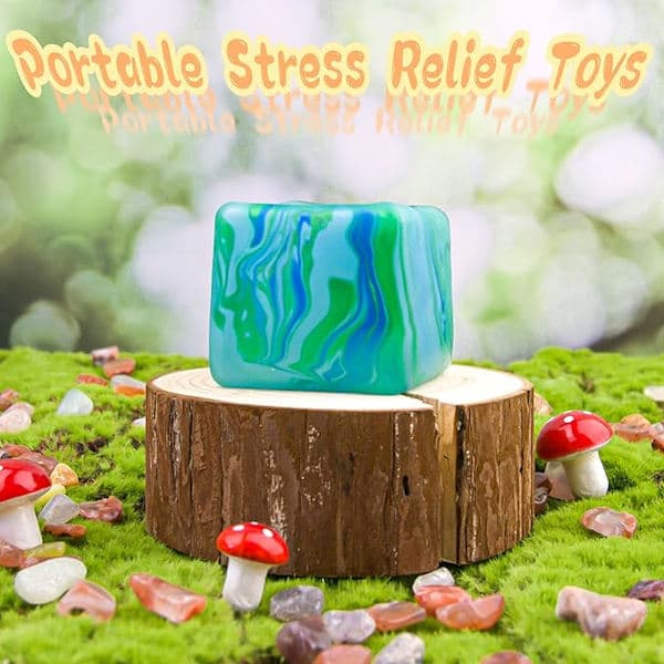 Squishy Sensor Fit Squeeze Cube – Gelfylld Elastisk Klämboll, Mjuk Glassboll med Långsam Återhämtning, Stressavlastande Leksak PURPLE Flow pattern block 3cm