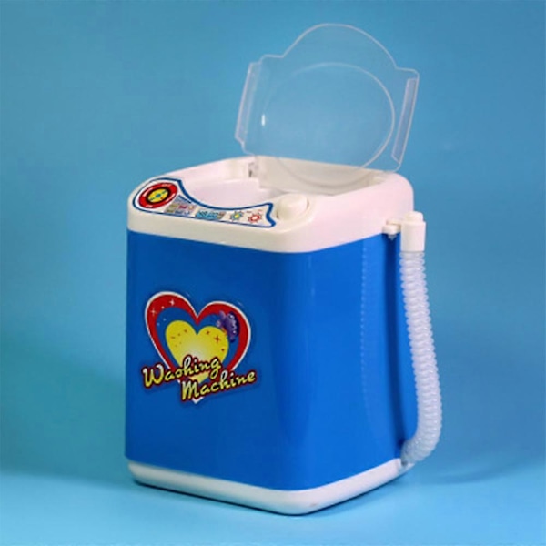 Mini Sminkborstrengörare Enhet Simulering Automatisk Rengörings Tvättmaskin för Svamp och Puderpuff Leksak Blue