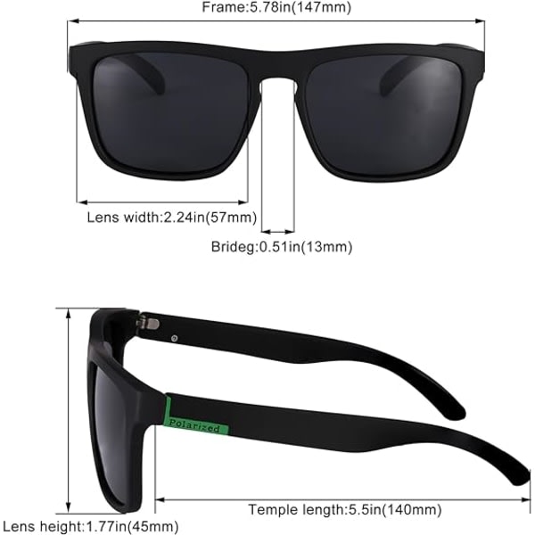 2 stk solbriller til mænd, UV400 beskyttelse polariserede solbriller retro solbriller udendørs sport golf