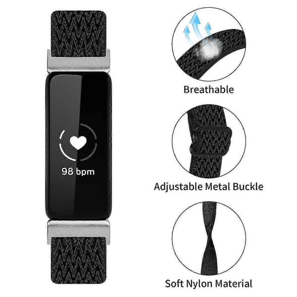 Til Fitbit Inspire 3 Wave Shape Vævet Nylon Smartwatch Rem Erstatningsarmbånd Multicolor Style A
