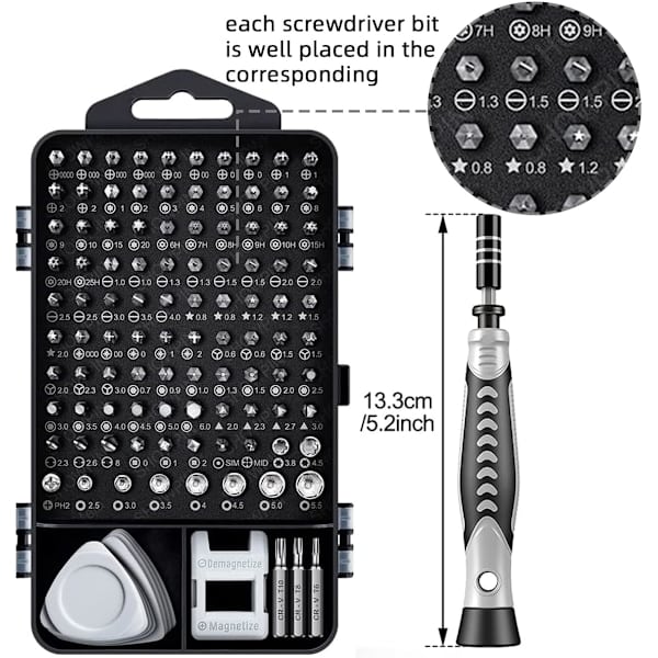 Skruvmejselset - 122 i 1 Precisionsskruvmejselset, CRV Magnetisk Skruvmejselset med Magnetisk Matta - DIY Mini Skruvmejselset för Klocka