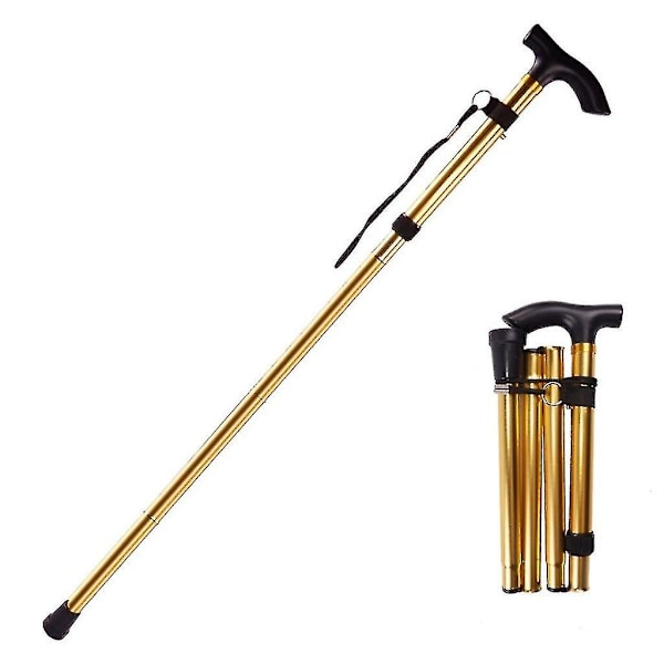 Justerbar Foldbar Vandrestav Skridsikker Base Vandrestave Aluminium Legering Sammenklappelig Stok 1 stk Høj Kvalitet gold