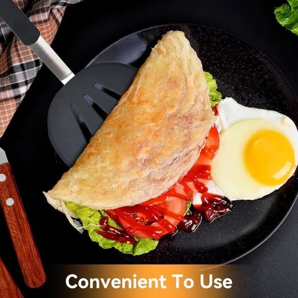 Rund silikonspatel - 1 stk, ekstra stor, non-stick - Egnet for egg, pannekaker, matlaging