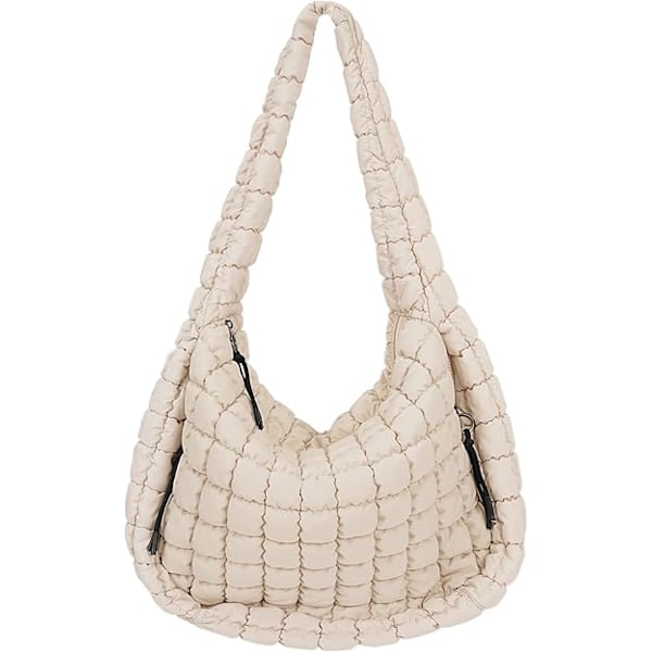 Quiltad väska för kvinnor, stor quiltad väska för kvinnor, crossbody-väska i bomull, quiltad axelväska 01-blanco