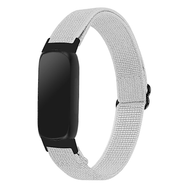 Elastiskt flätat nylonarmband för Fitbit Inspire 3, Solo Loop-ersättningsarmband med svart kontakt - Mörkgrön Light Grey