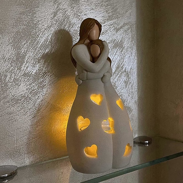 Ljusstake Staty med Fladdrande LED-ljus - Födelsedag, Mors dag, Presenter till Döttrar från Mödrar, Brudens Mor, Födelsedag, Julklapp