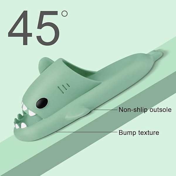 Hajtofflor för pojkar och flickor, Shark Flip Flops för män och kvinnor, Shark Slippers, Bekväma halkfria pool-hajsandaler med tjock sula för sommaren Matcha Green 36/37