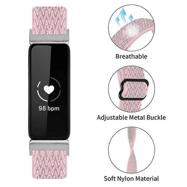 Til Fitbit Inspire 3 Wave Shape Vævet Nylon Smartwatch Rem Erstatningsarmbånd Multicolor Style G