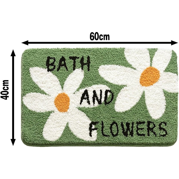 Bademåtter Antislip Badeværelsesmåtte Sort Hvid Blød Fluffy Mikrofiber Badeværelsesgulvmåtte Vandabsorberende Vaskbar Badekar Brusebad Måtter 40x60cm Flowers-green