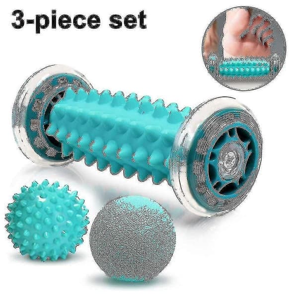 Fotmassagerulle och spikig massagebollset, 3 st
