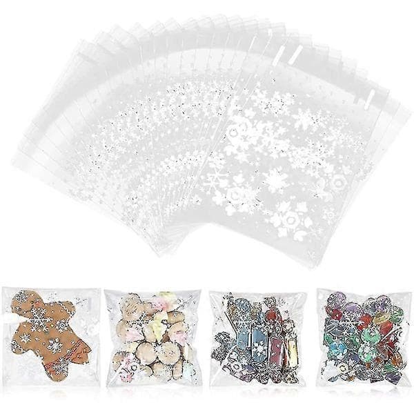 200 stk. Snowflake-kjeks pose Klar plastpose Transparent godteri Jul