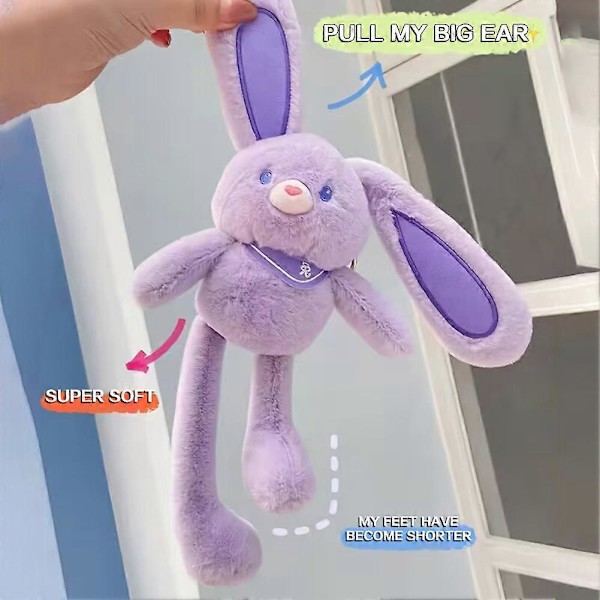 Pehmolelu pupu vetävillä korvilla, stressiä lievittävä pupulelu, joululahja Pink