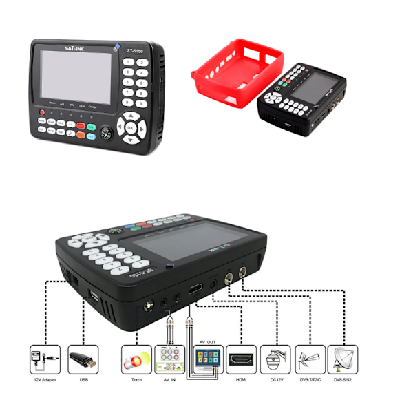 Satlink ST5150 H.265 Digitalt Satellittmåler, DVB-S2, DVB-T/T2/C, Støtter QPSK
