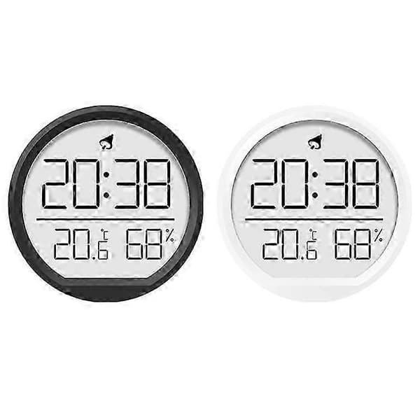 Smal magnetisk termometer och hygrometer med väggmonterad elektronisk klockfunktion White