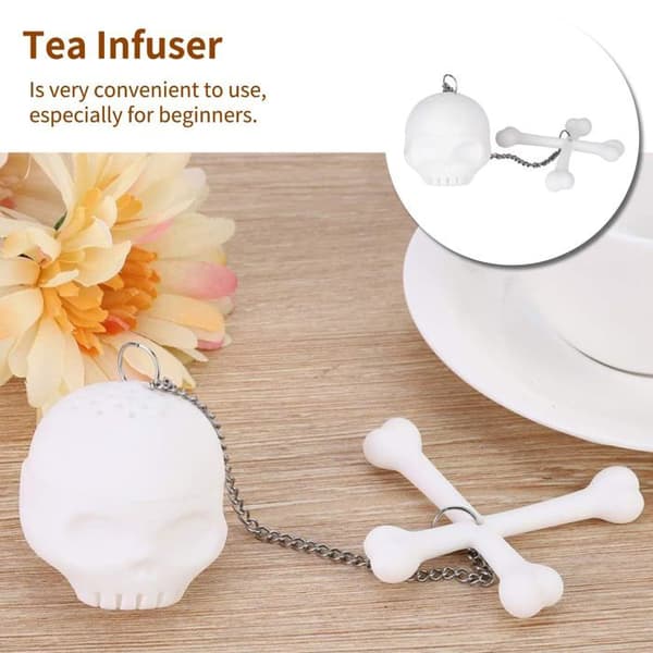 Silikone te-infuser - 1 stk., blad-/kranie-/knogleform - Velegnet til teblade, diffusionsmærke
