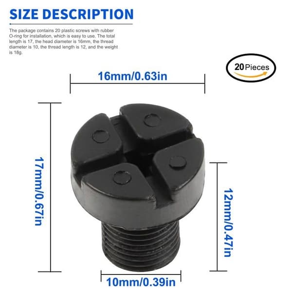 Pakke med 20 nylonudluftningsskruer 17×16mm - Kølevæskebeholder Radiator E30/E36/E39/E46 + pakning