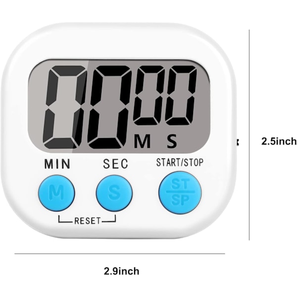 4-pakks høyt alarm digital timer, magnetisk stativ kjøkkentimer med PÅ/AV-bryter, tidtaker for barn, matlaging, studier, klasserom