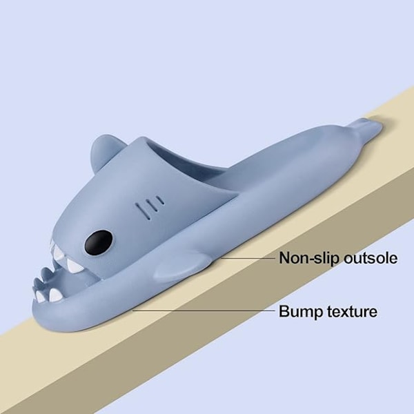 Hajtofflor för pojkar och flickor, Shark Flip Flops för män och kvinnor, Shark Slippers, Bekväma halkfria pool-hajsandaler med tjock sula för sommaren Light blue 42/43