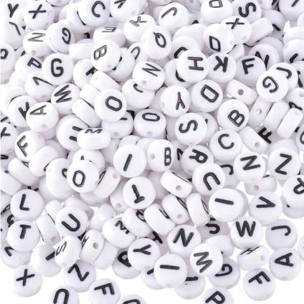 200 perler med bokstaver, hvit