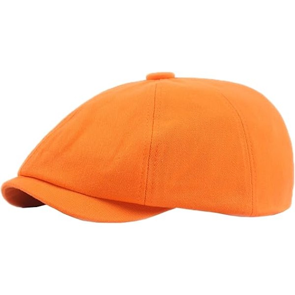 Dame Newsboy 8-Panel Cabbie Painter Baker Boy Fladt Hat til Mænd og Kvinder Bomuld Spids Visor Beret Hat B:Orange