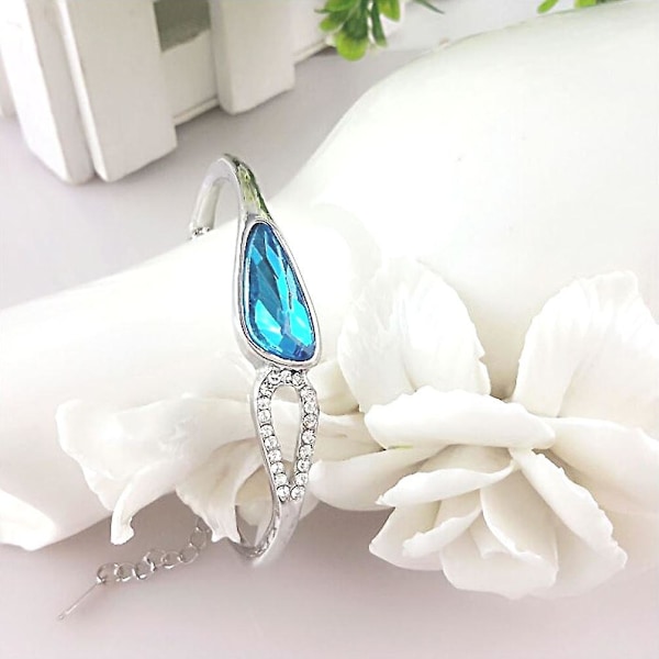 Dam Silver Sky Blue Kristallstenar Armring