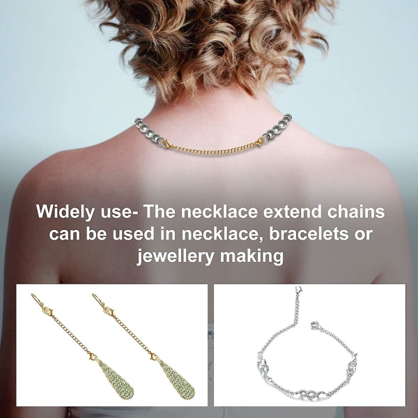 Halsbandsförlängare, 15 st rostfritt stål guld silver halsband armband