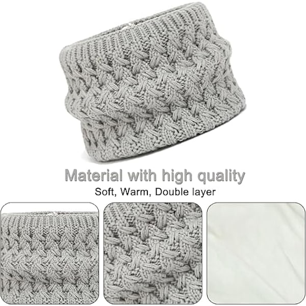 Vintermössa, Halsduk och Vantar Set för Barn, 3-Delar Stickad Varm Crochet Tjock Fluffig Halsduk Pom Pom Mössa Två Fingrar Touch Screen Vantar Set Grey