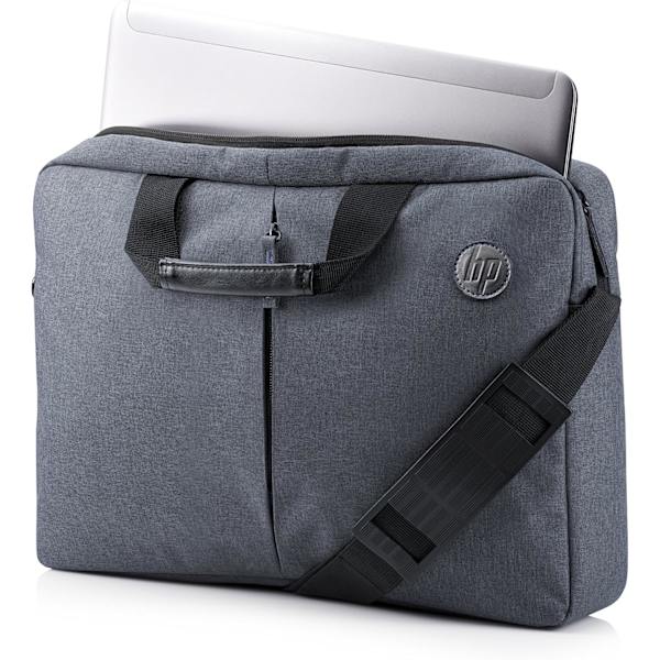 15,6\" Laptopväska - (Toppdragkedja, Vadderat Fack, Ytterficka, Justerbar Rem, RFID-skydd), Grå