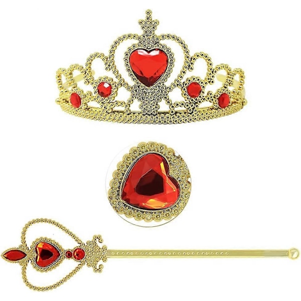 Prinsessklänning Utklädningsaccessoarer Presentförpackning för Belle Krona Scepter Halsband Örhängen Handskar, Gul, 5 Delar