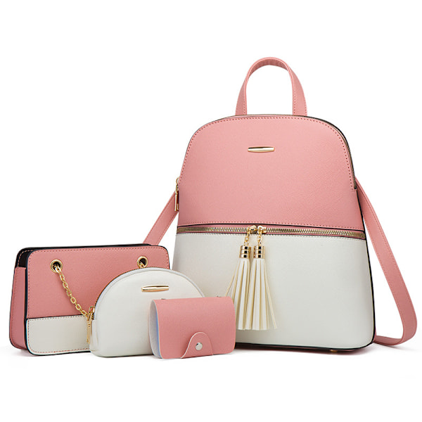 Mode Dam Ryggsäck Läder Ryggsäck med Axelrem Crossbody Väska Läder Korthållare Plånbok Set Gåva för Kvinnor D