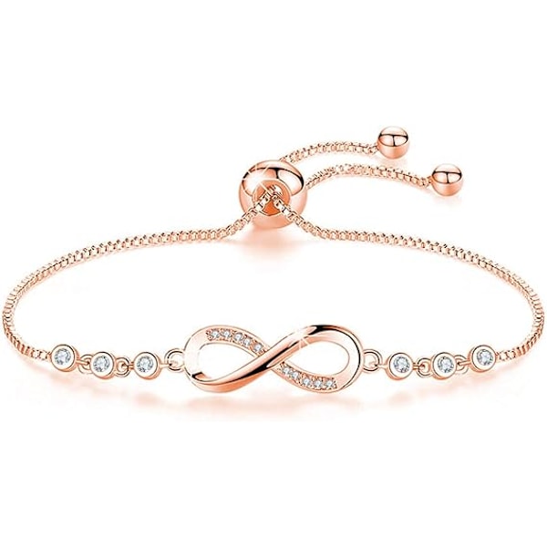 Infinity-ranneke naisille, ruusukulta ranneke kuutiosirkonilla, rakkausrannekkeet naisille, lahjat naisille, syntymäpäivälahjat hänelle rose Gold